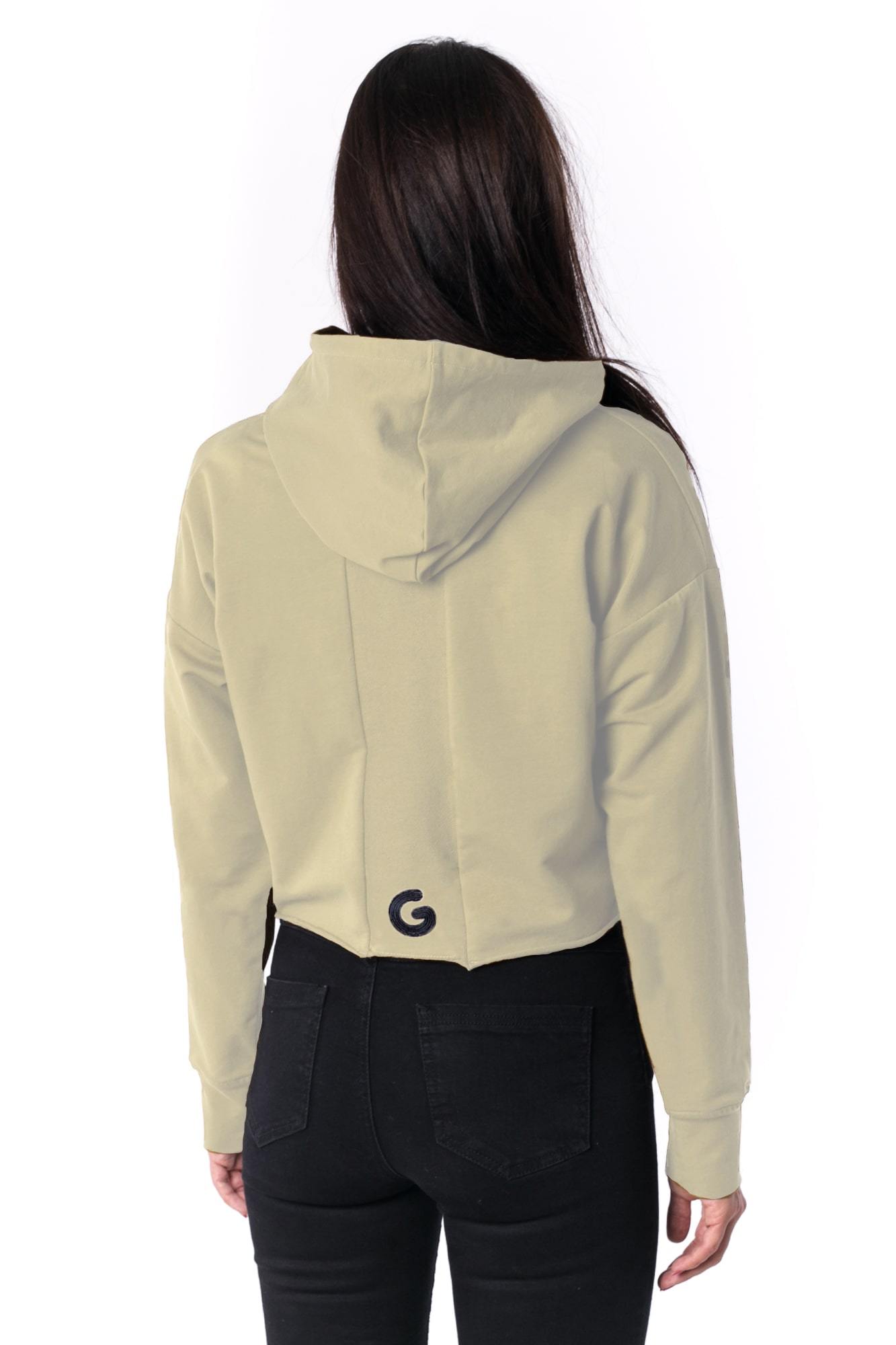 The Woman Paneled Cropped Hoody 17 // krém