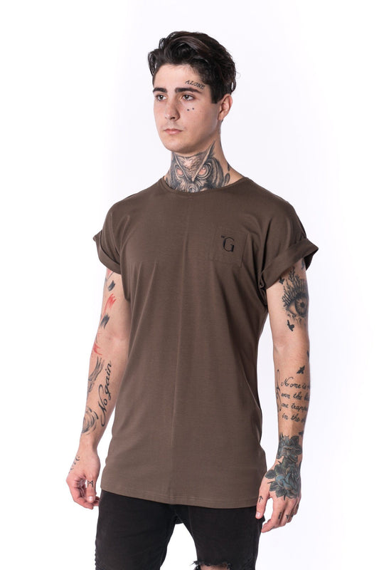 The Man Panelled 4cm Bent Sleeve Tee 17 // firgreen