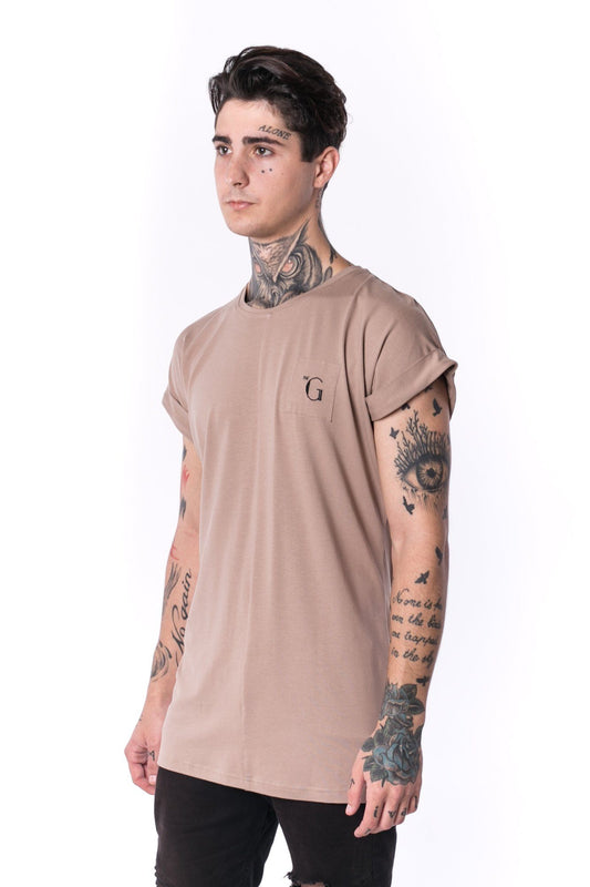 The Man Panelled 4cm Bent Sleeve Tee 17 // mocca