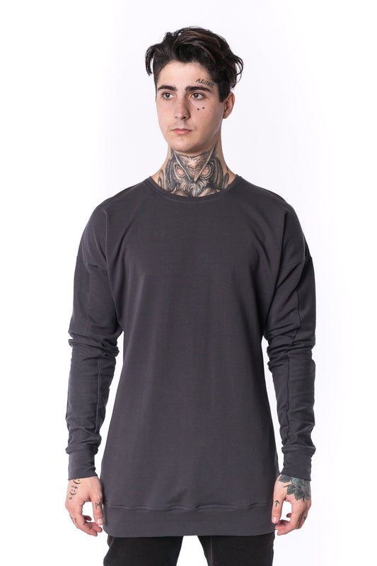The Man Paneled Pullover Crewneck 17 // drevené uhlie