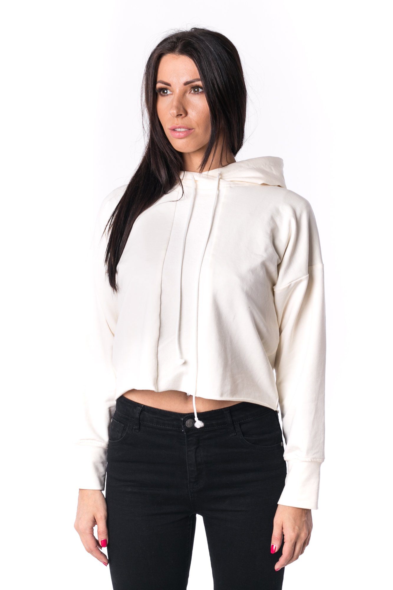 The Woman Paneled Cropped Hoody 17 // perla
