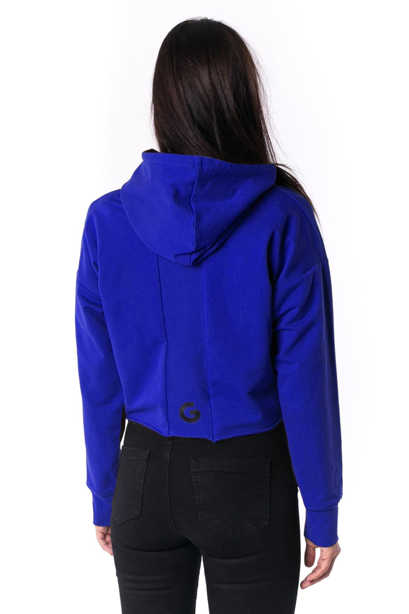 The Woman Paneled Cropped Hoody 17 // kráľovská modrá