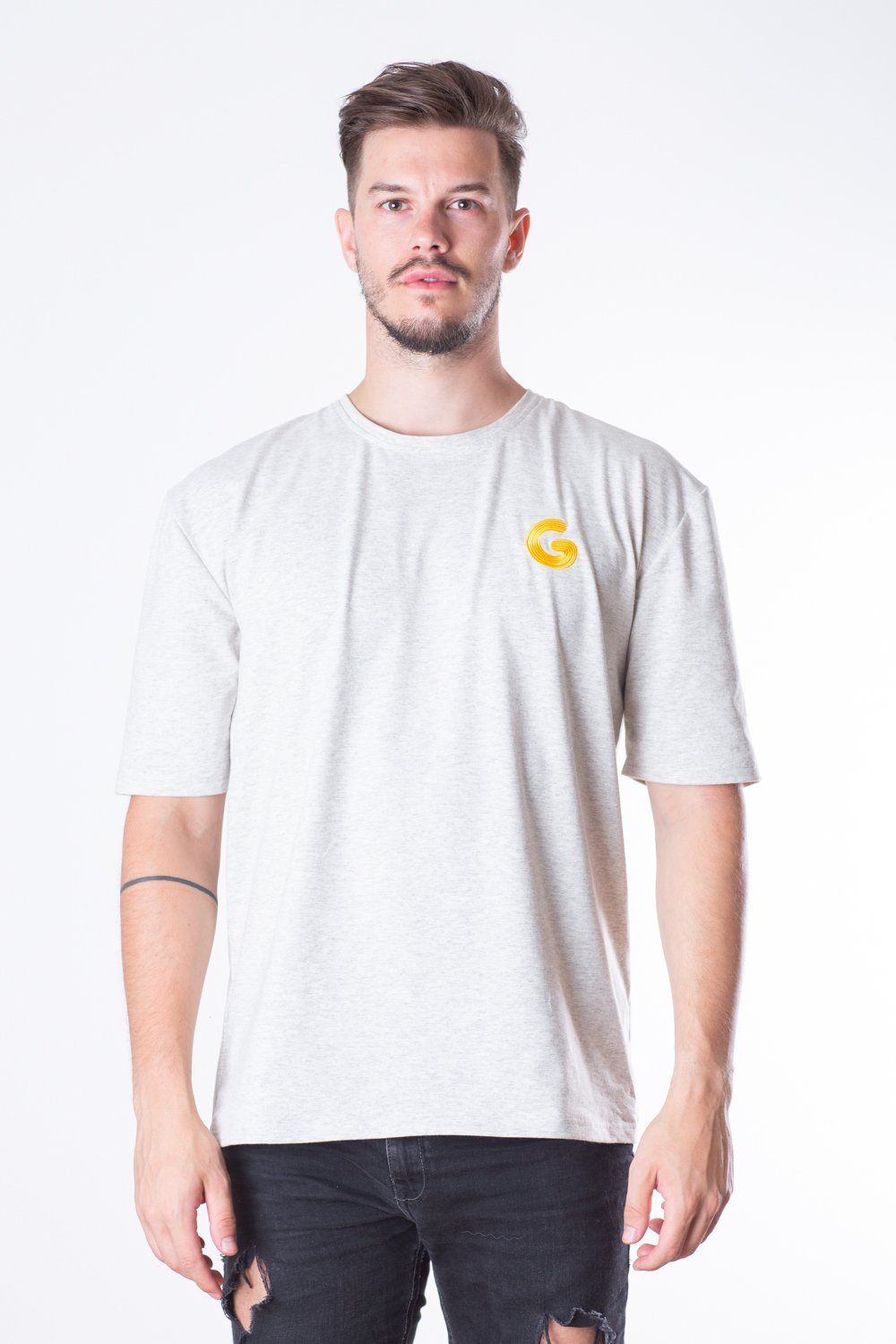 Francúzske tričko Terry Man Oversize // sivobiele