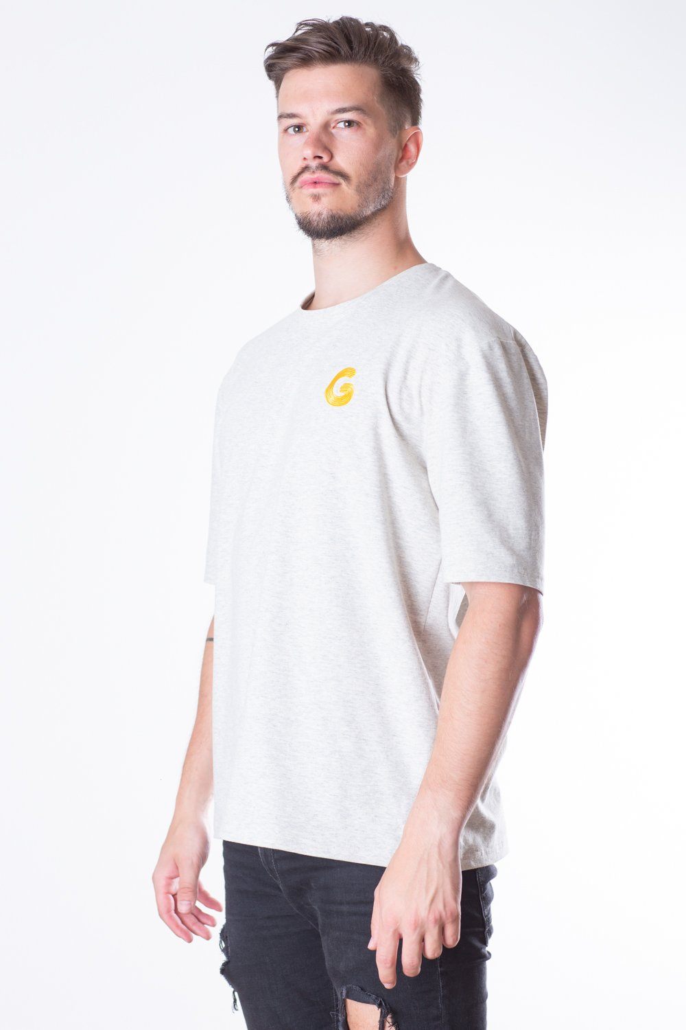 Francúzske tričko Terry Man Oversize // sivobiele
