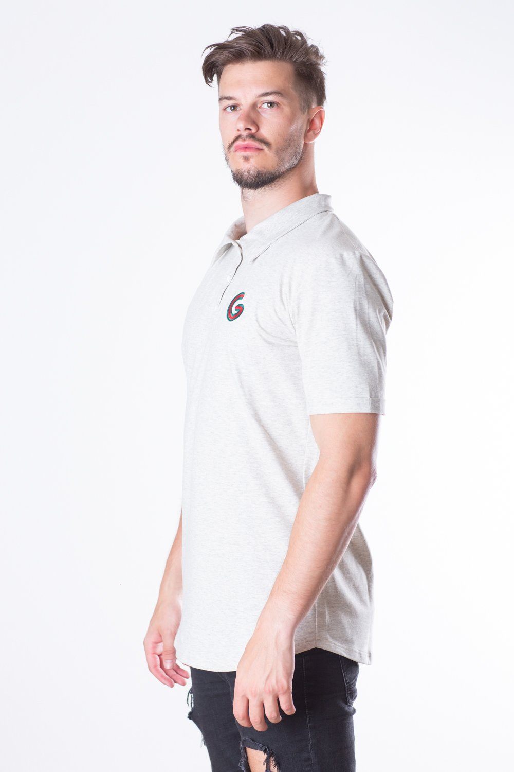 Francúzske Terry Man Polo // sivobiele