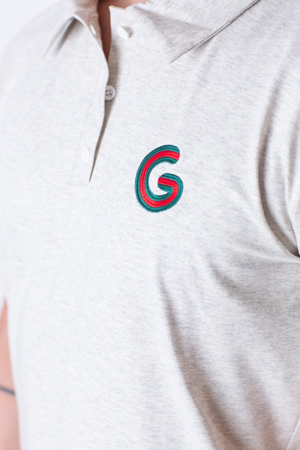 Francúzske Terry Man Polo // sivobiele