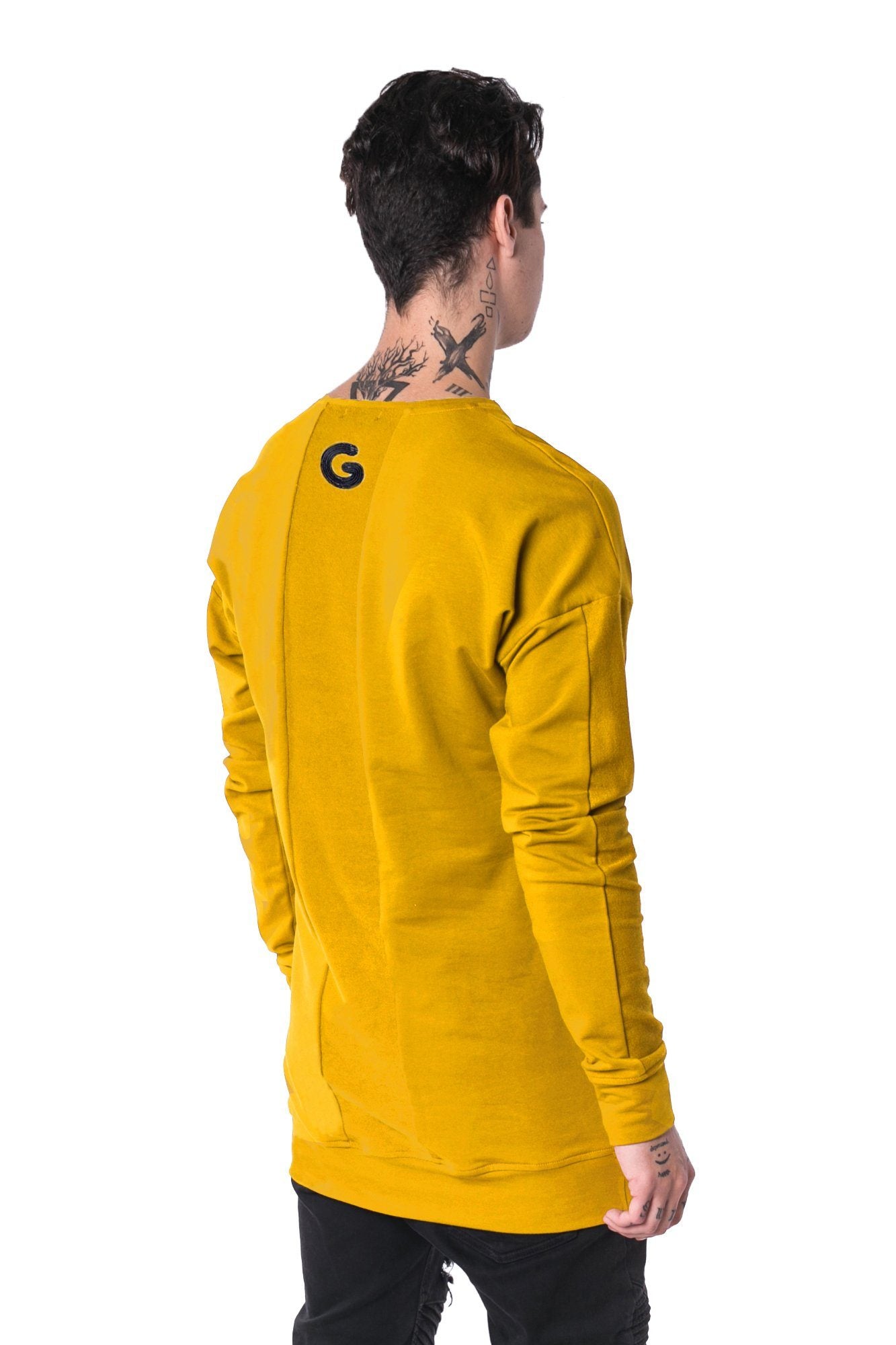 The Man Paneled Pullover Crewneck 17 // žltý