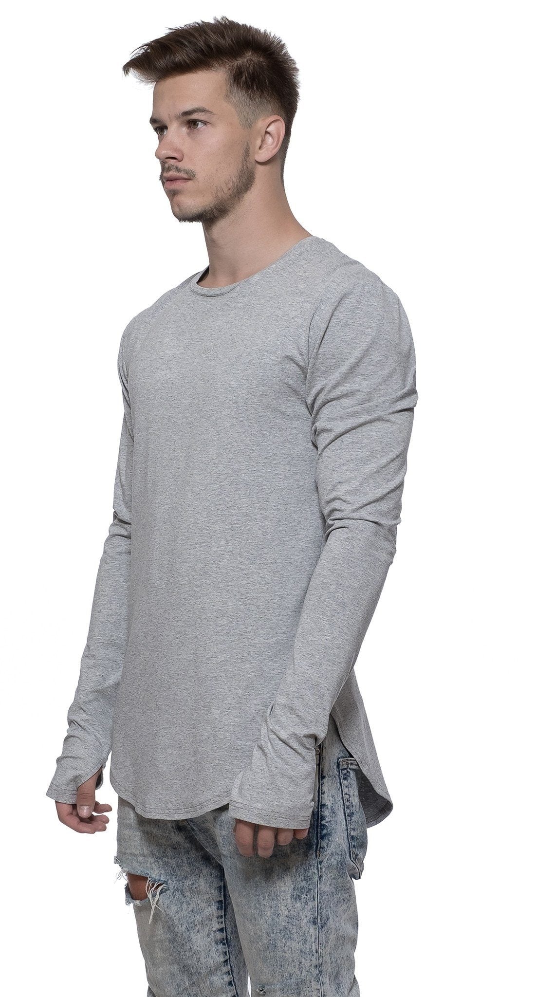 TheG viscose handmade designer under long tee gray