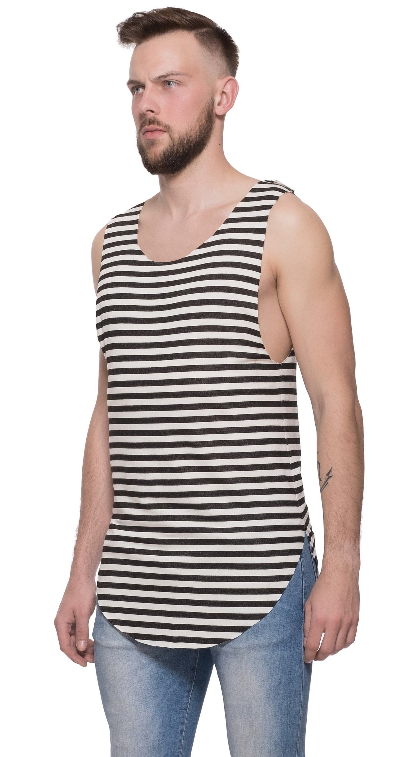 TheG Man viskózový dlhý tank // pruhovaný