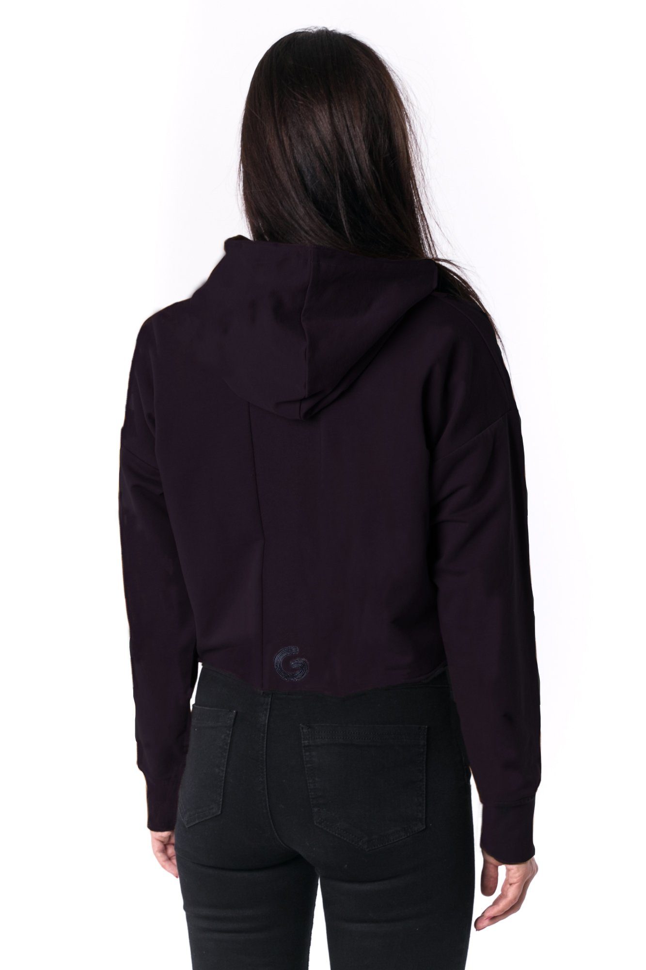 The Woman Paneled Cropped Hoody 17 // čierna