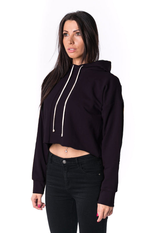 The Woman Paneled Cropped Hoody 17 // čierna