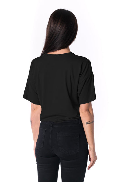 Dámske Paneled Oversized Cropped Tričko 17 // čierne