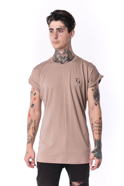 The Man Panelled 4cm Bent Sleeve Tee 17 // mocca