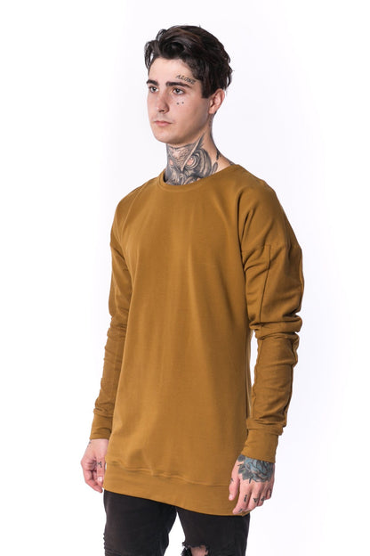 The Man Paneled Pullover Crewneck 17 // umber