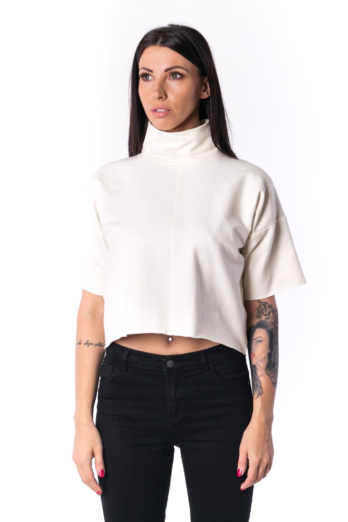 The Woman Panelled Crop Turtleneck 17 // pearl