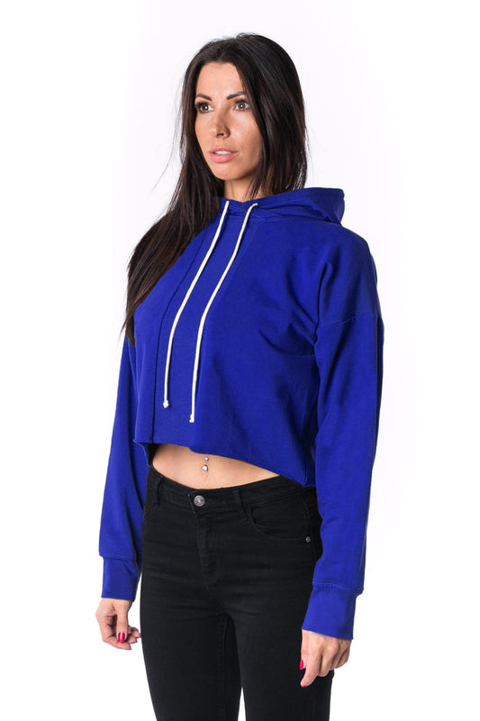 The Woman Paneled Cropped Hoody 17 // kráľovská modrá