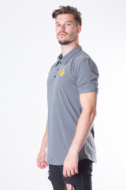 French Terry Man Polo // grey stripe