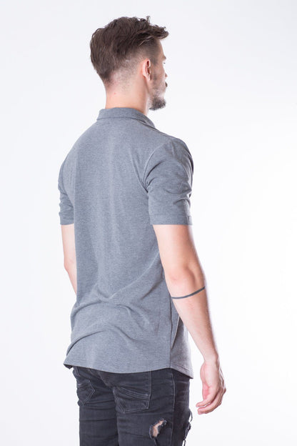 French Terry Man Polo // grey stripe