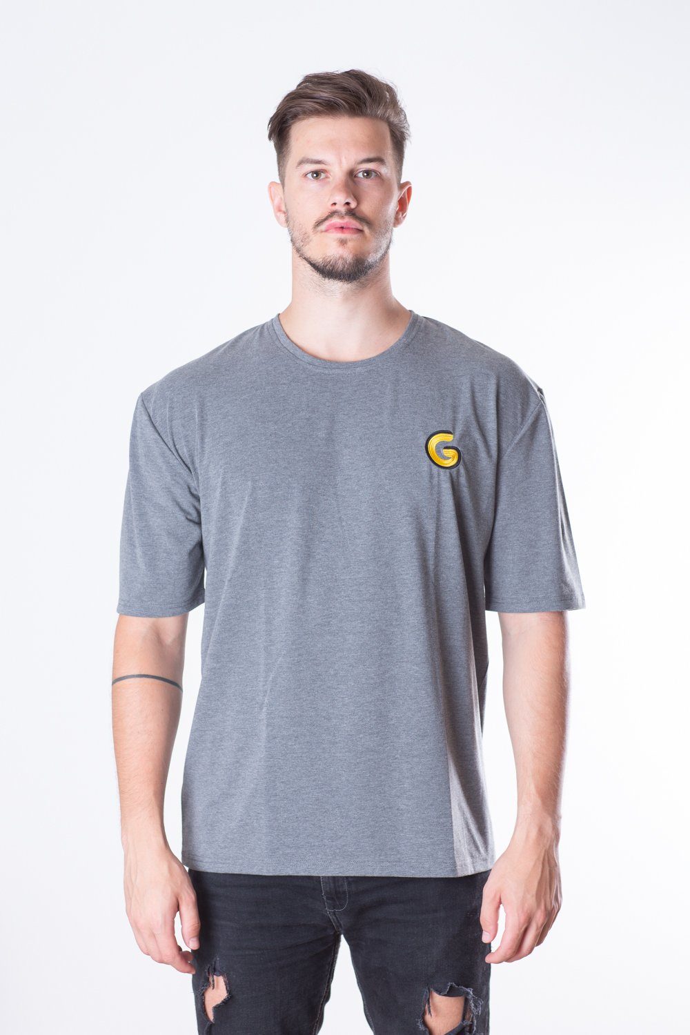 French Terry Man Oversize tričko // šedý prúžok