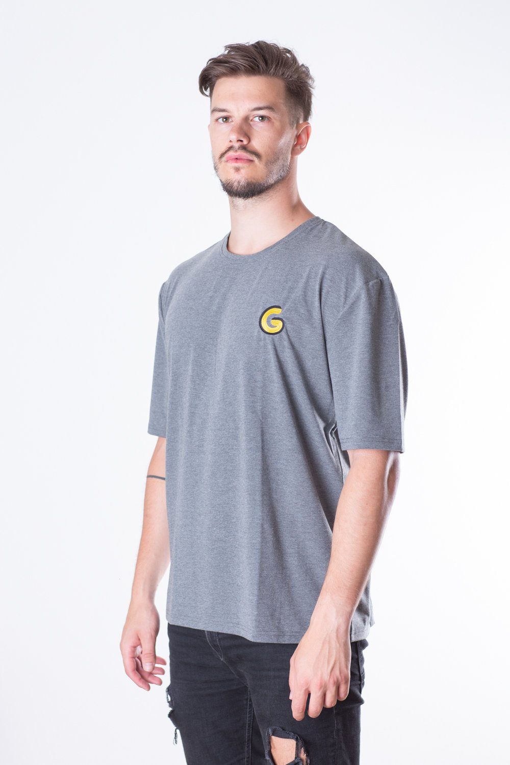 French Terry Man Oversize tričko // šedý prúžok