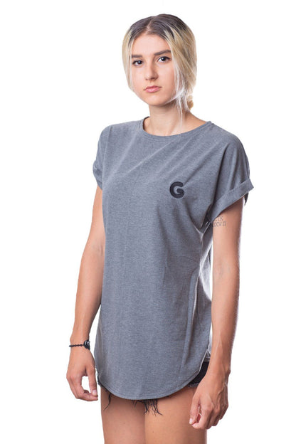 French Terry Woman Oversize Tričko // šedý prúžok