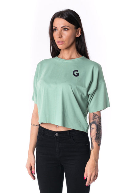 Woman Panelled Oversized Cropped Tee 17 // mint