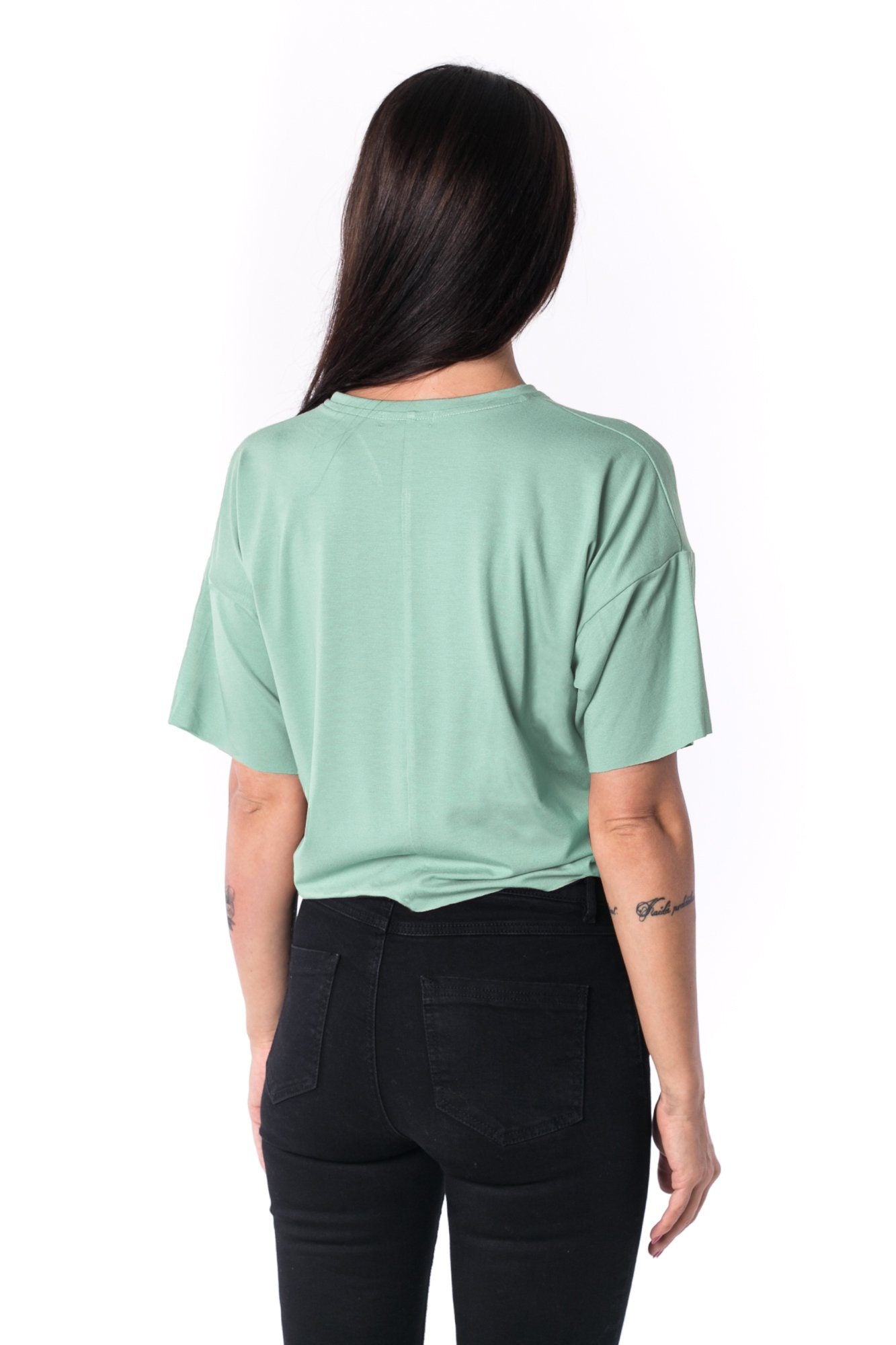 Woman Panelled Oversized Cropped Tee 17 // mint