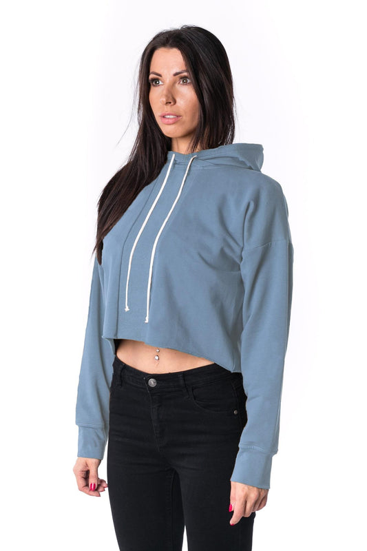 The Woman Paneled Cropped Hoody 17 // modrá