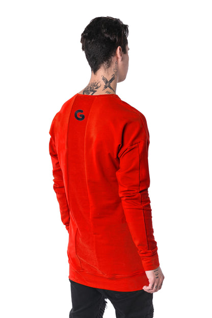The Man Paneled Pullover Crewneck 17 // red