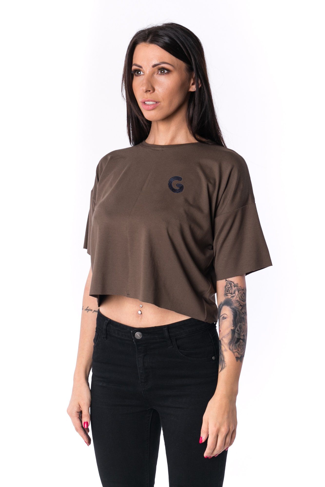 TheG Woman Panelled Oversize Crop Tee 17 // firgreen