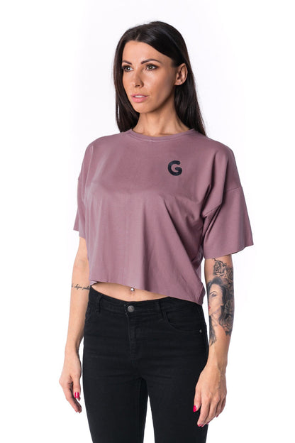 Dámske Paneled Oversized Cropped Tričko 17 // oldpink