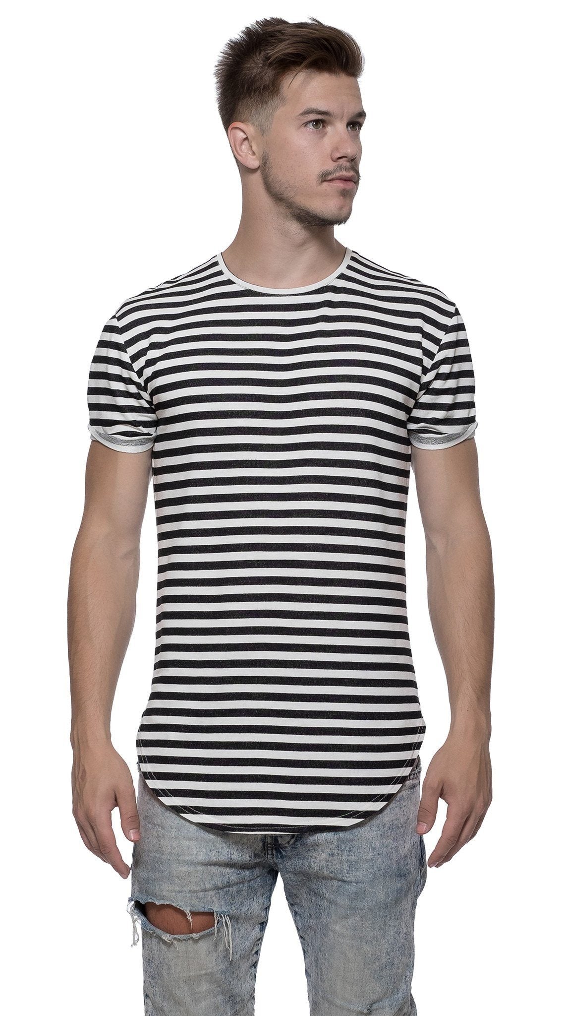 TheG viscose handmade designer 1/2 long tee striped