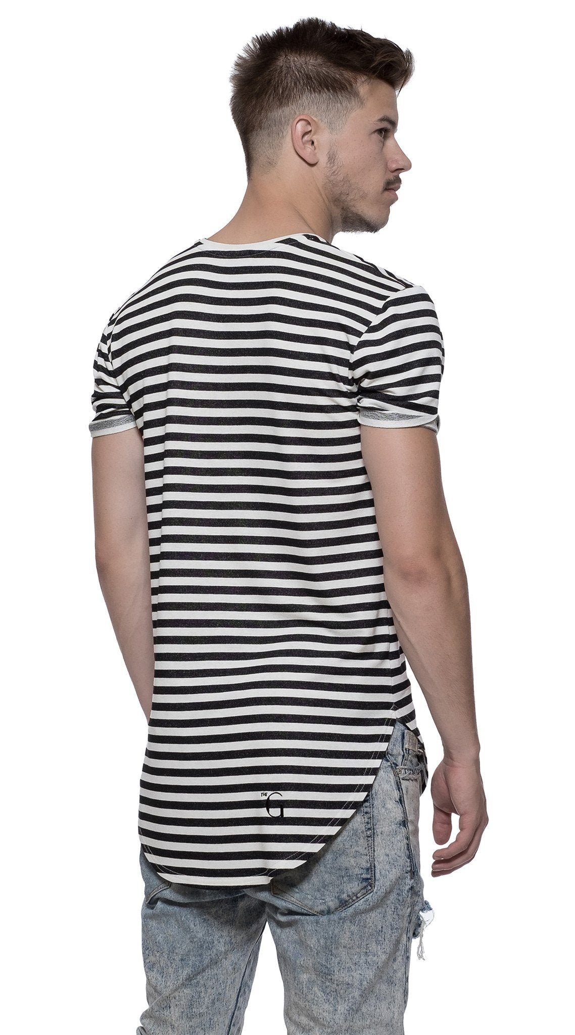 TheG viscose handmade designer 1/2 long tee striped
