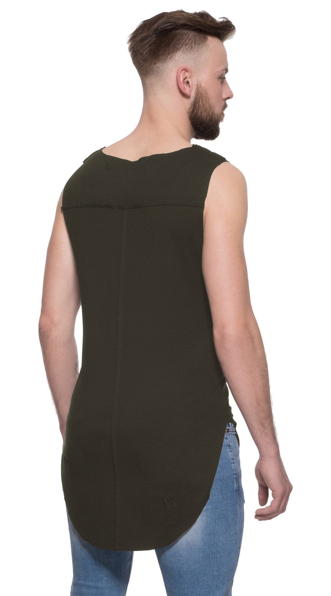 TheG viscose handmade designer scoop long tank khaki