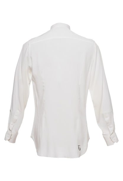 TheG viscose handmade designer classic long shirt white