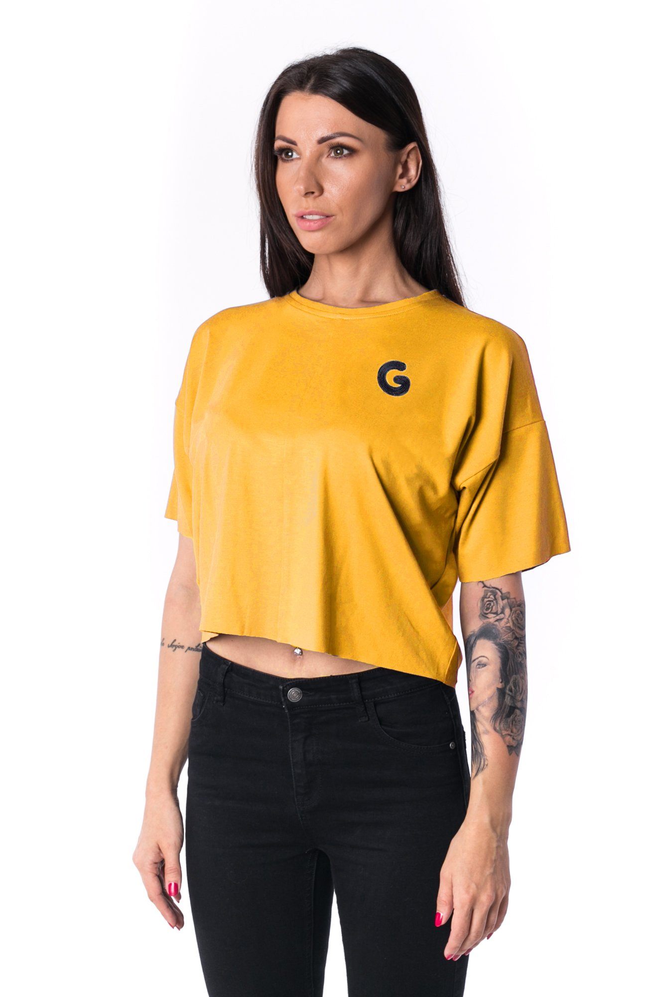 TheG Woman Paneled Oversize Crop Tee 17 // žlté