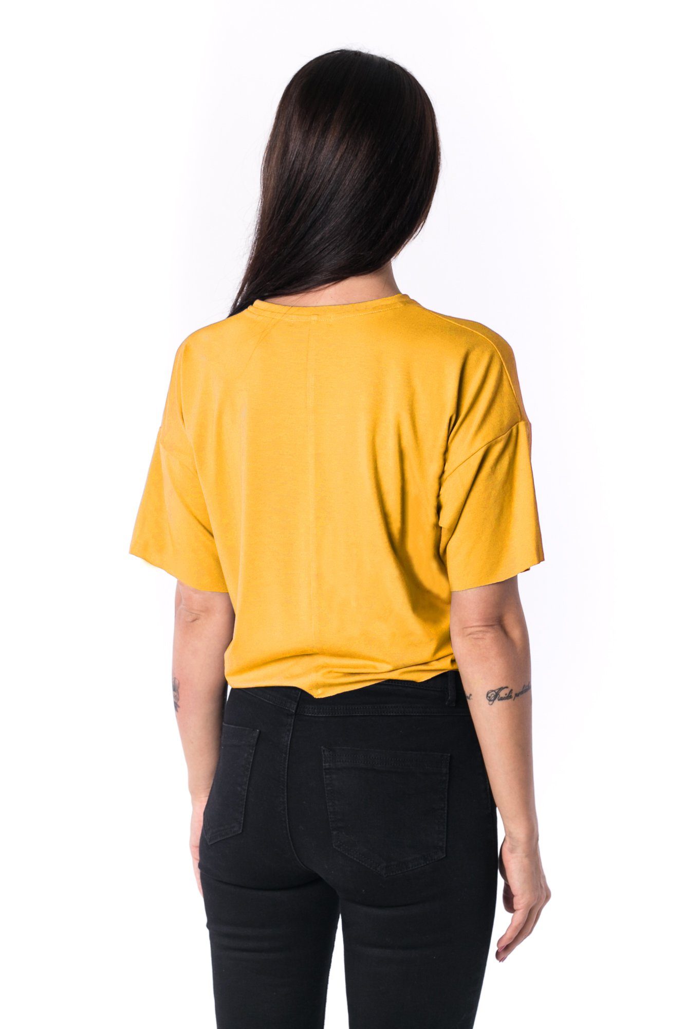 TheG Woman Paneled Oversize Crop Tee 17 // žlté